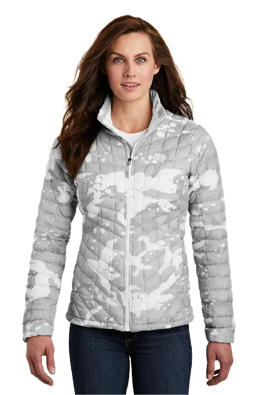 The North Face Womens ThermoBall Trekker Water Resistant Full Zip Jacket - White Woodchip Camo