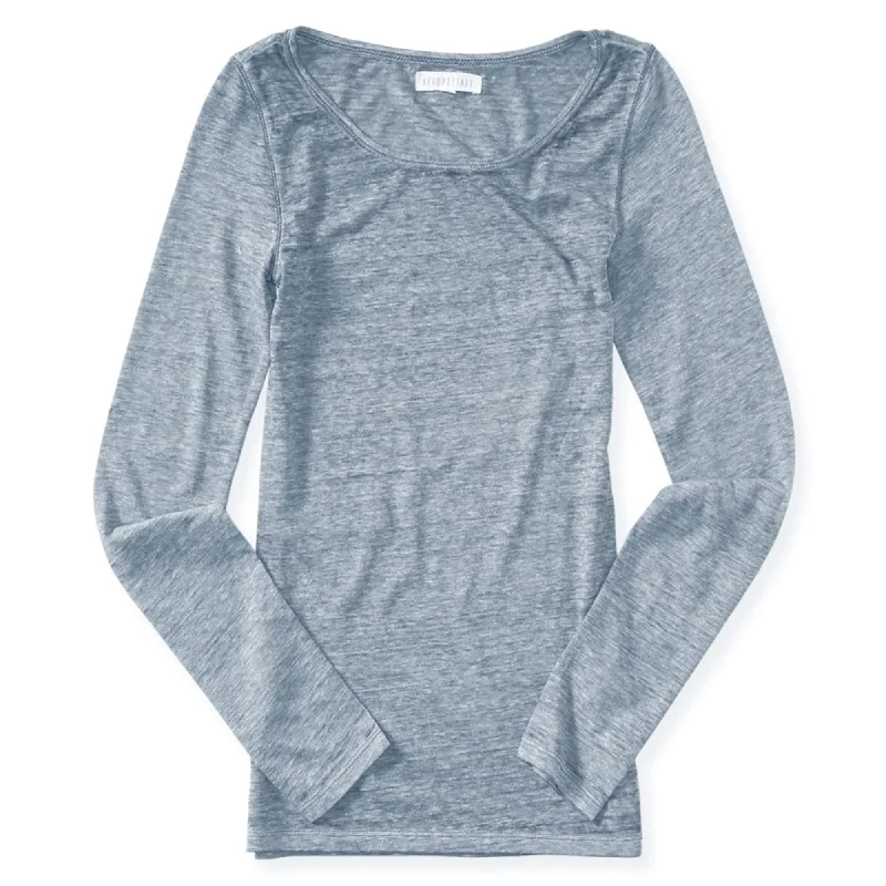 Zippered T-ShirtsAeropostale Womens Heathered Ls Basic T-Shirt