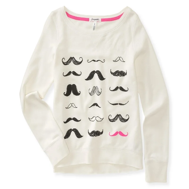 Hooded T-ShirtsAeropostale Womens Moustache Graphic T-Shirt, Off-White, X-Large