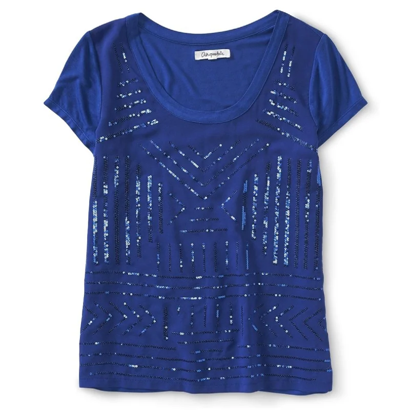 Aeropostale Womens Sequined Chiffon Embellished T-Shirt