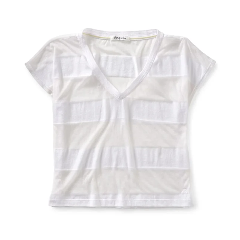 Aeropostale Womens Sheer Stripe Wide Basic T-Shirt