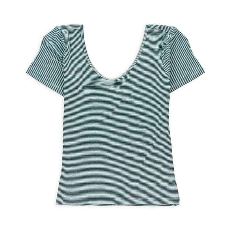 Aeropostale Womens Slim Stripe Crop Graphic T-Shirt