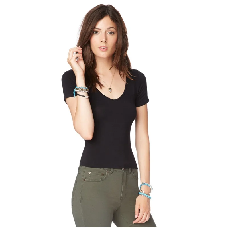 Aeropostale Womens Solid Stretch Basic T-Shirt