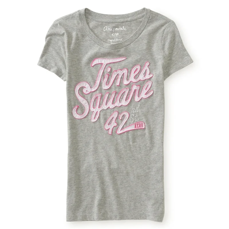 Aeropostale Womens Times Square Embellished T-Shirt, Grey, Small