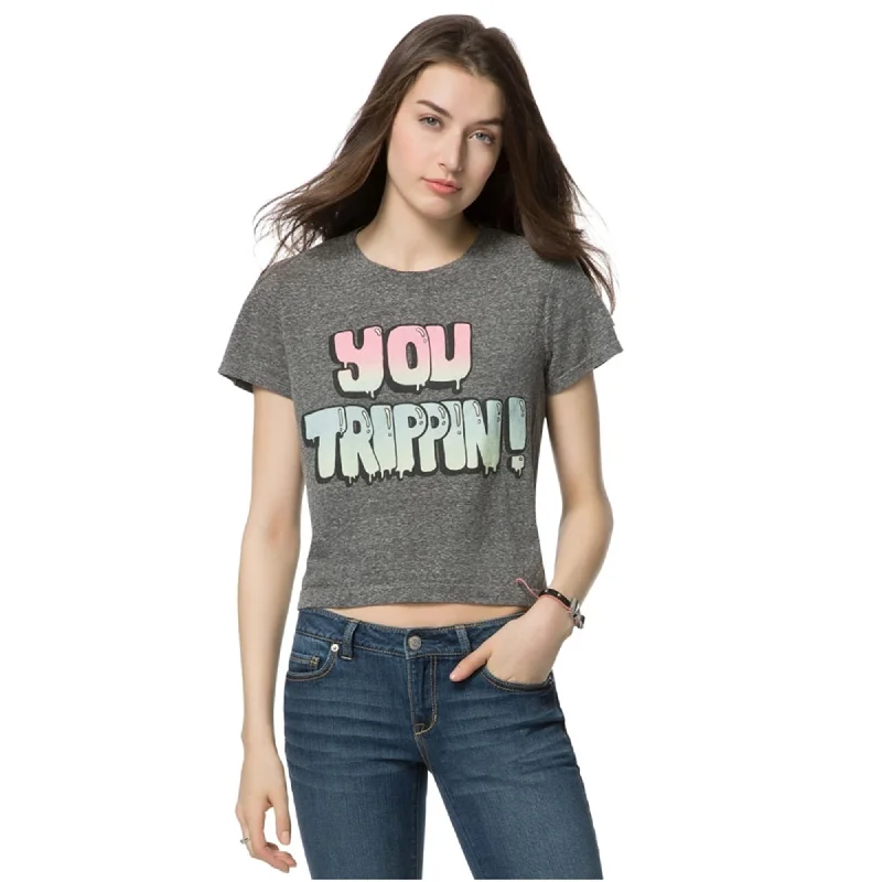 UV-Protection T-ShirtsAeropostale Womens You Trippin' Graphic T-Shirt, Grey, Large