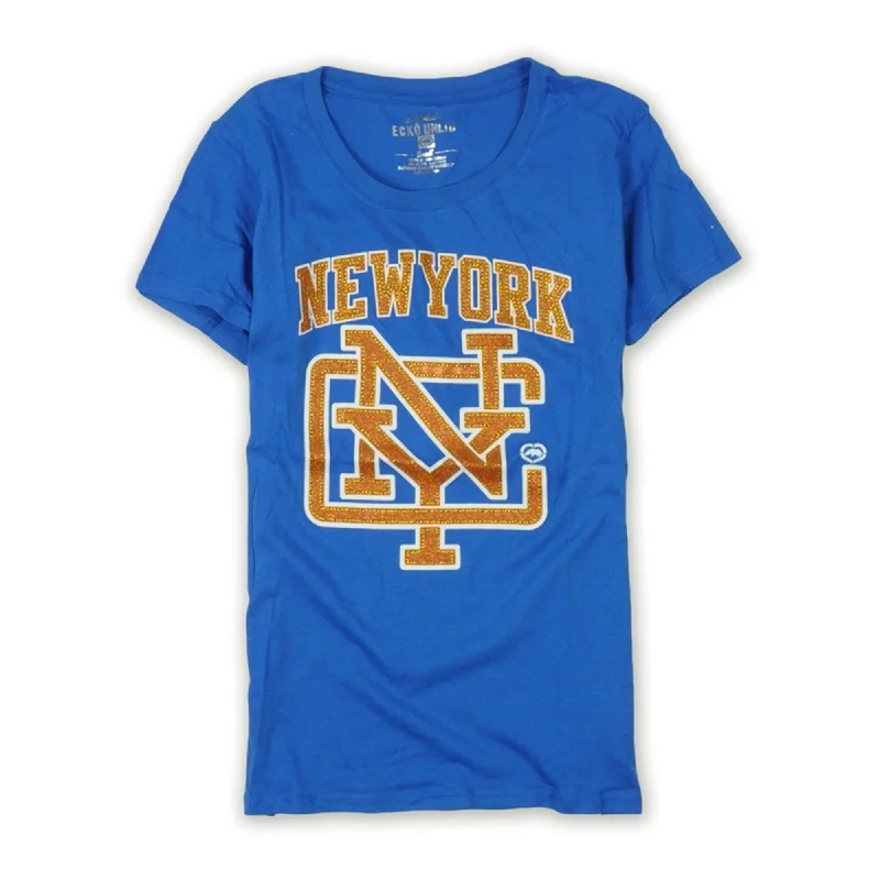 Fringed T-ShirtsEcko Unltd. Womens Sports Ny Crew Nk Bling Graphic T-Shirt