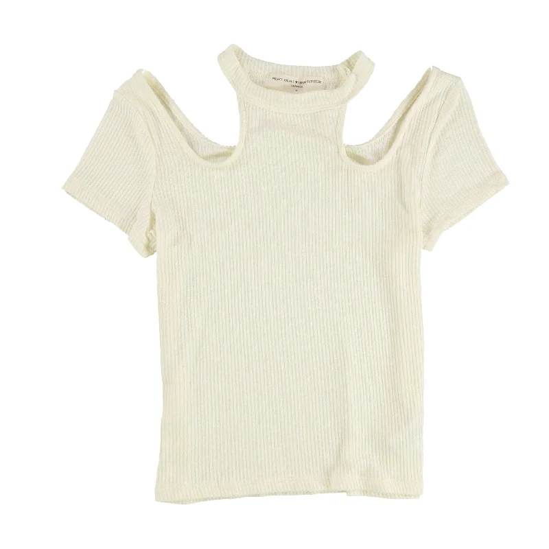 Cropped T-ShirtsProject Social T Womens Plain Basic T-Shirt, Off-White, Medium