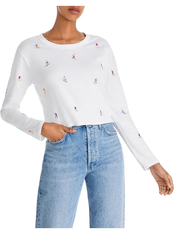 Printed T-ShirtsWomens Knitted Crop T-Shirt