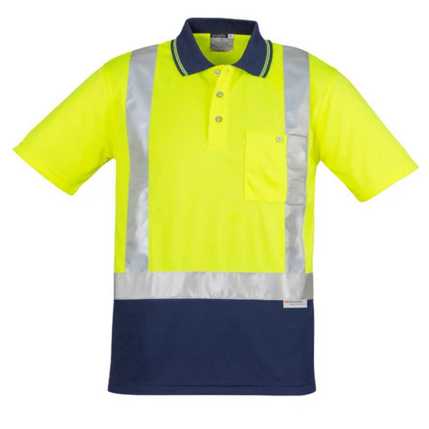 Mens Hi Vis Spliced Polo - Short Sleeve Shoulder Taped