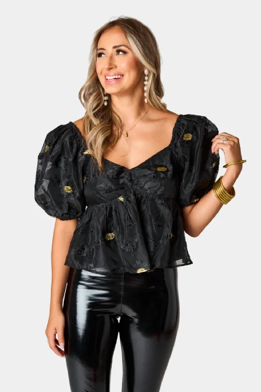 Blakely Peplum Short Sleeve Top - Koi