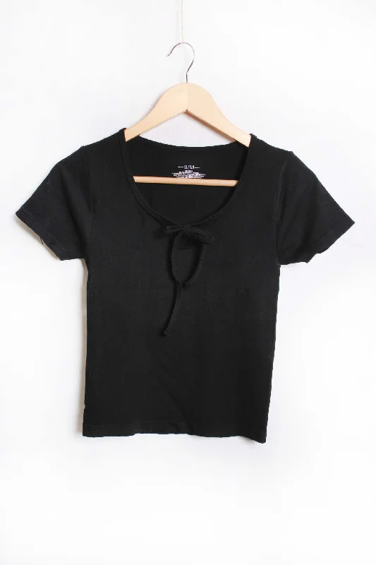 Women's Short Sleeve Scoop Neck Drawstring Top