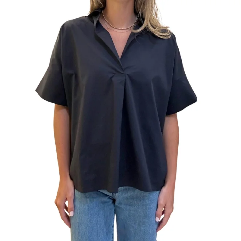 Collared Short Sleeved Shirt In Ink