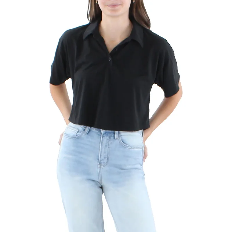 Juniors Womens Cropped Short Sleeve Polo Top