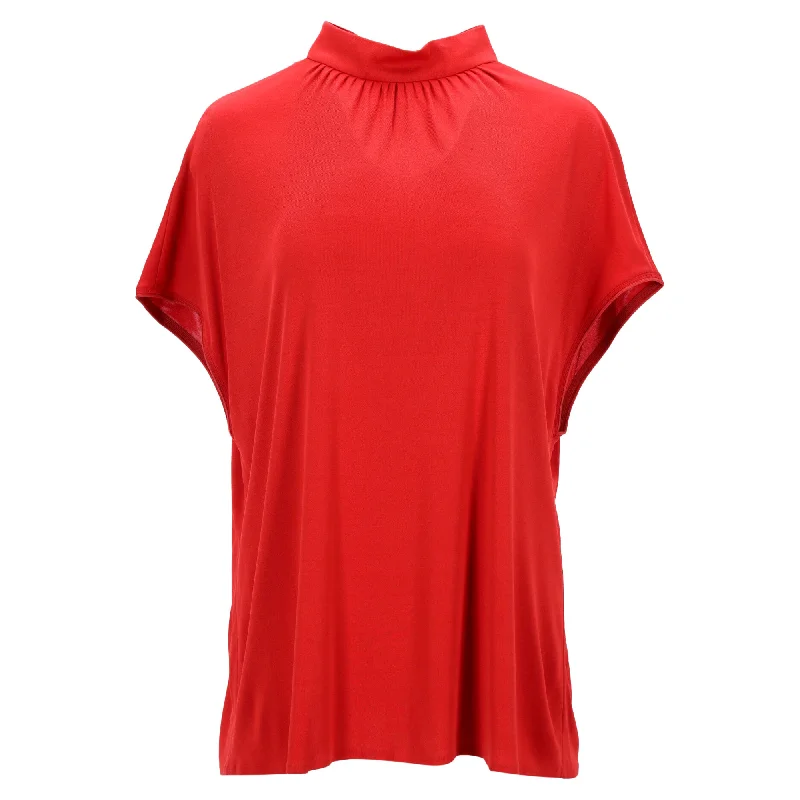 Loro Piana Short Sleeve Blouse in Red Viscose