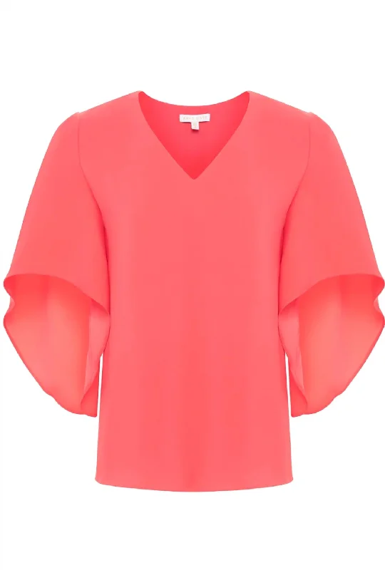 Women's Nina Short Sleeve Top In Fusion Coral