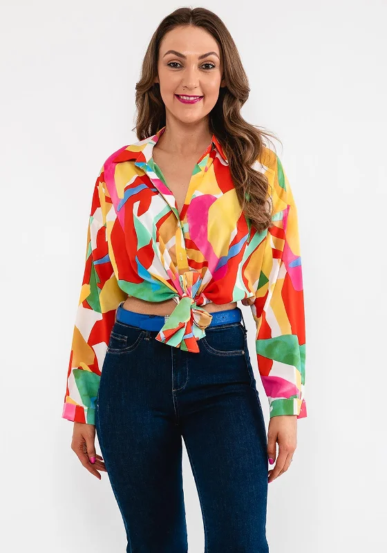 Seventy1 Knot Waist Crop Shirt, Multi