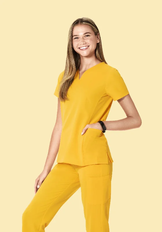 Curved V-Neck Top Daffodil