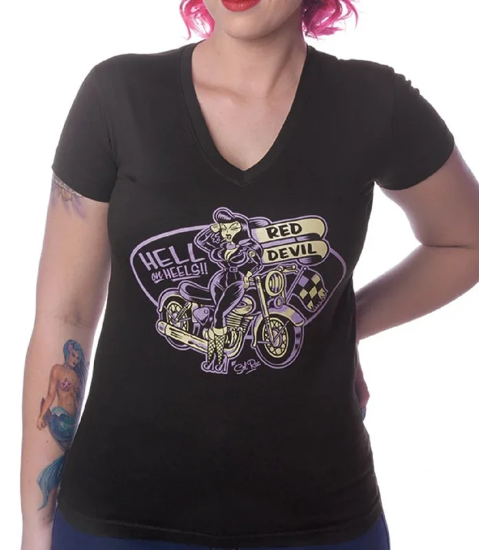 HELL ON HEELS V-Neck Biker Shirt