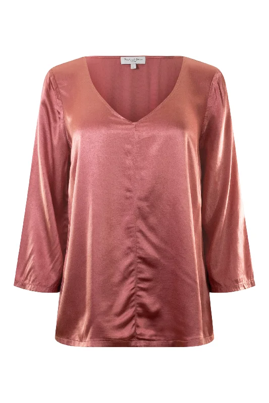 Michael Stars Cobie V-Neck Satin Top