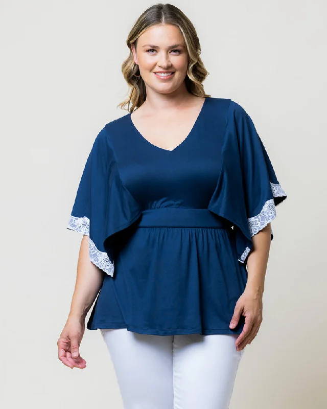 Sarah Lace Trim V-Neck Top - Sale!